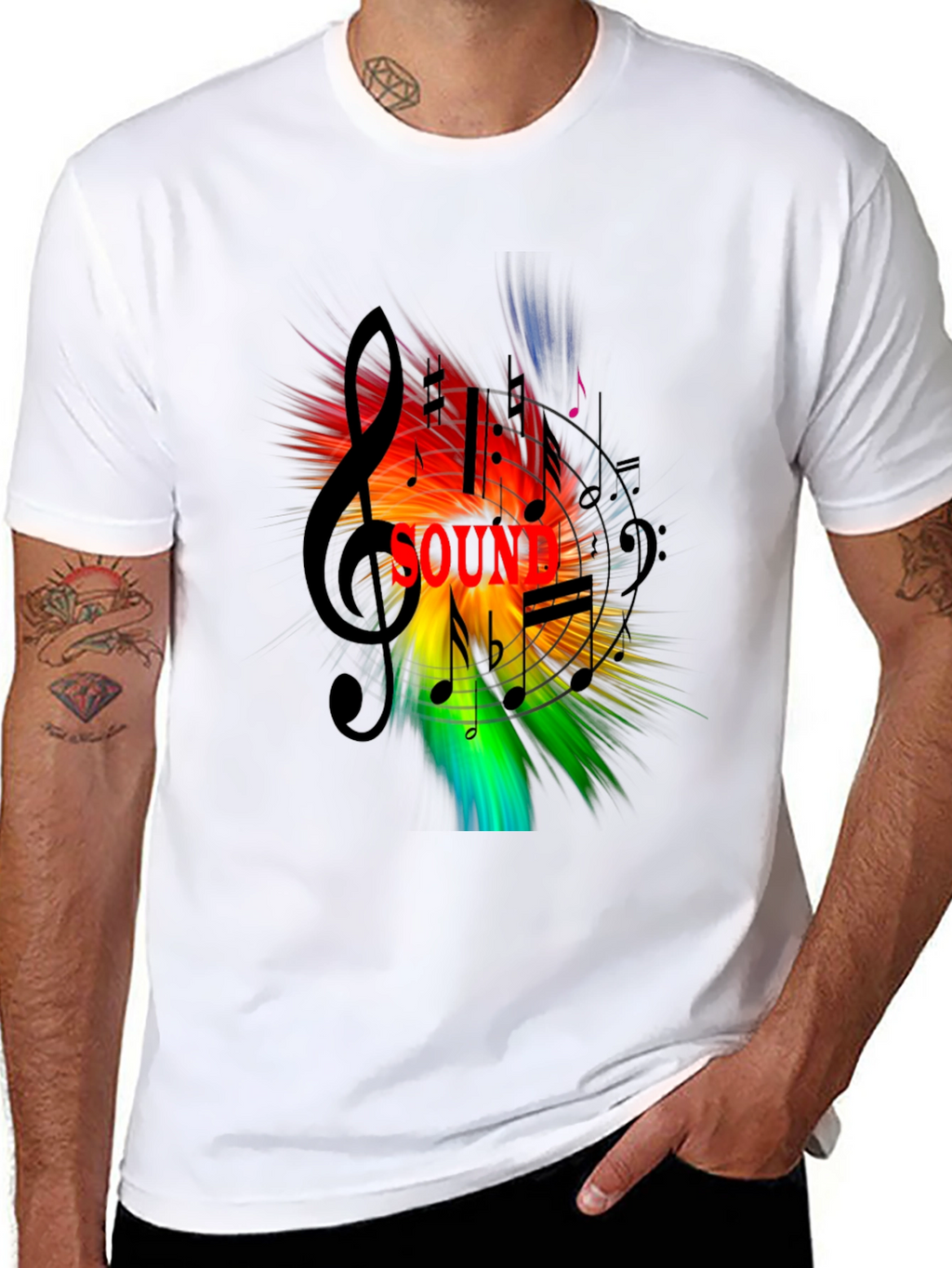 Vibrant Sound Music Notes Graphic T-Shirt
