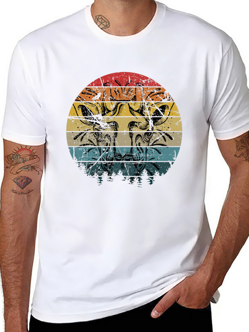 Giraffe Retro Sunset Graphic Tee