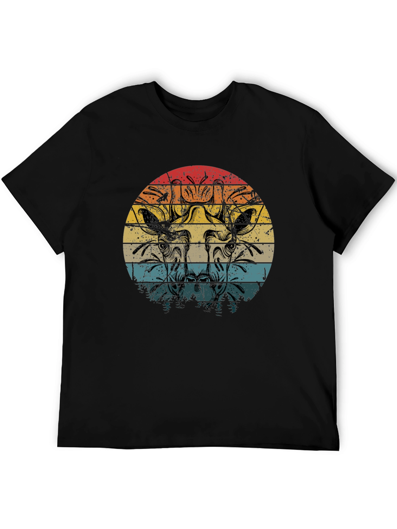 Giraffe Retro Sunset Graphic Tee