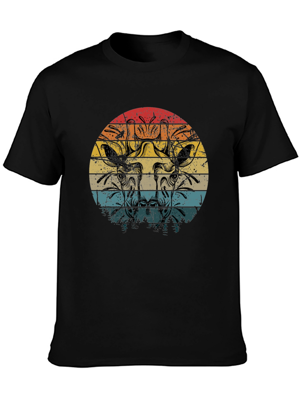 Giraffe Retro Sunset Graphic Tee