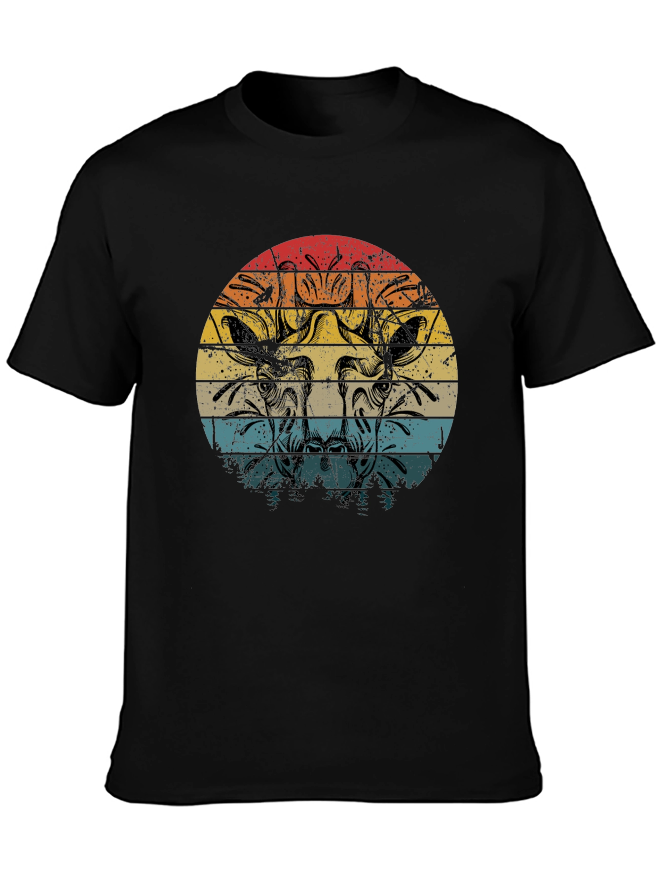 Giraffe Retro Sunset Graphic Tee