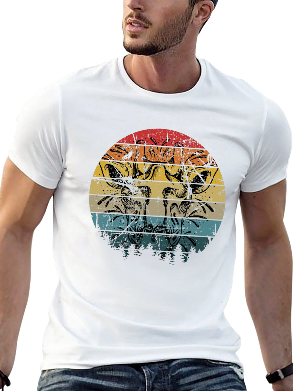 Giraffe Retro Sunset Graphic Tee