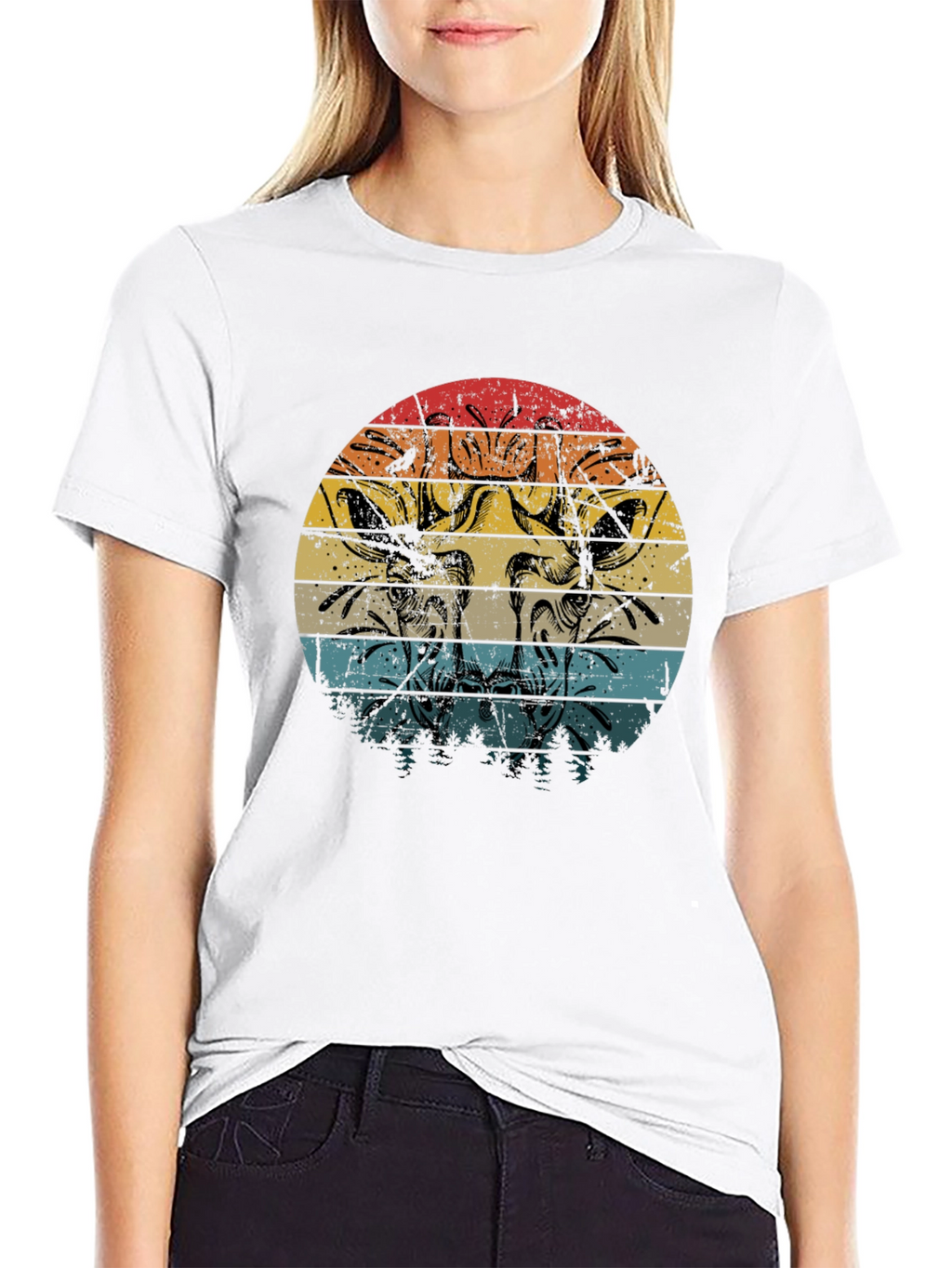 Giraffe Retro Sunset Graphic Tee
