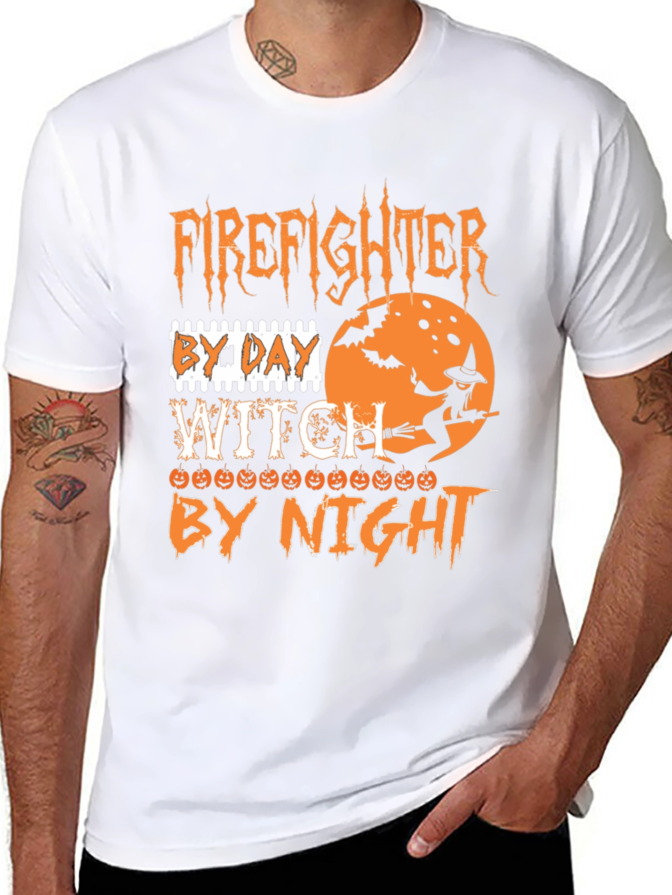 Firefighter Witch Halloween T-Shirt