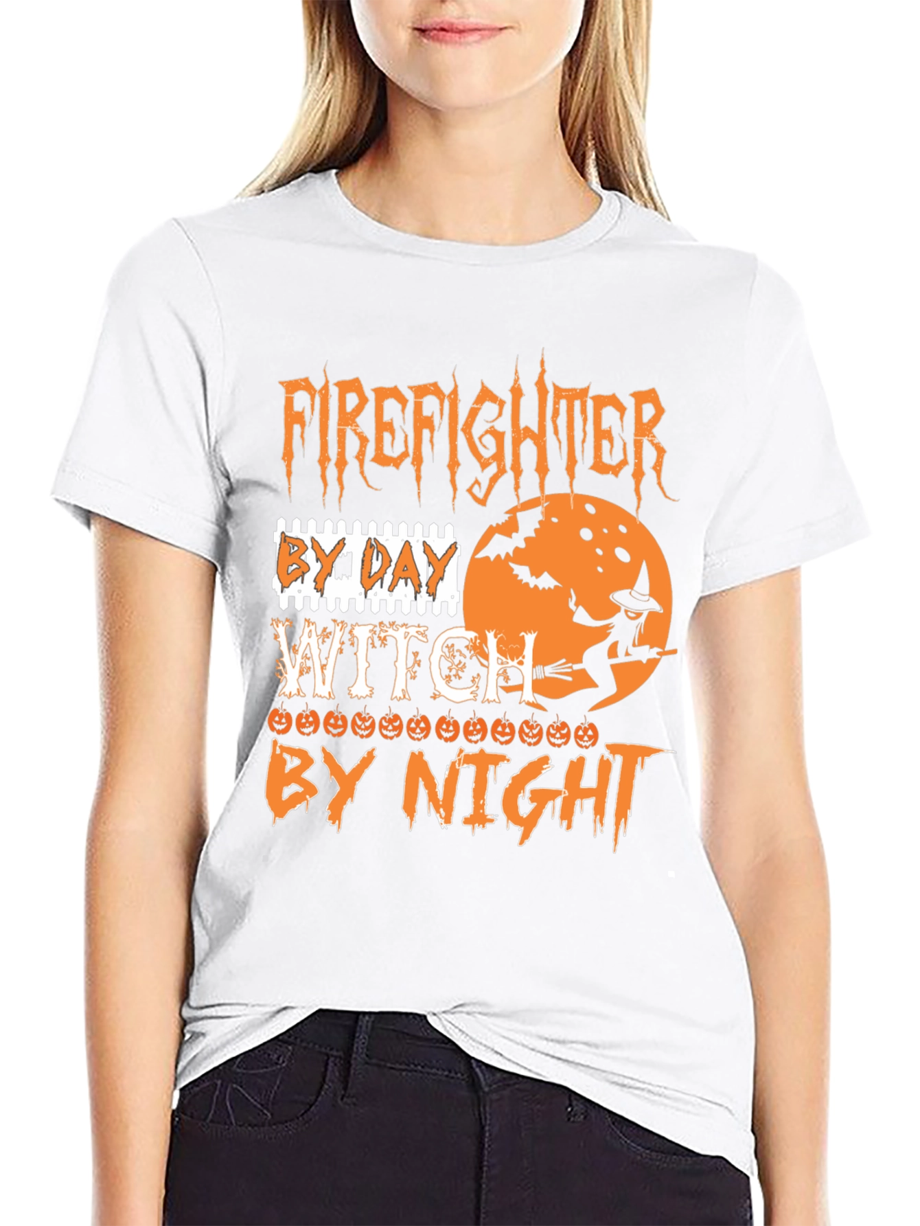 Firefighter Witch Halloween T-Shirt