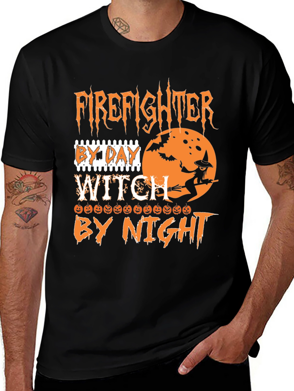 Firefighter Witch Halloween T-Shirt