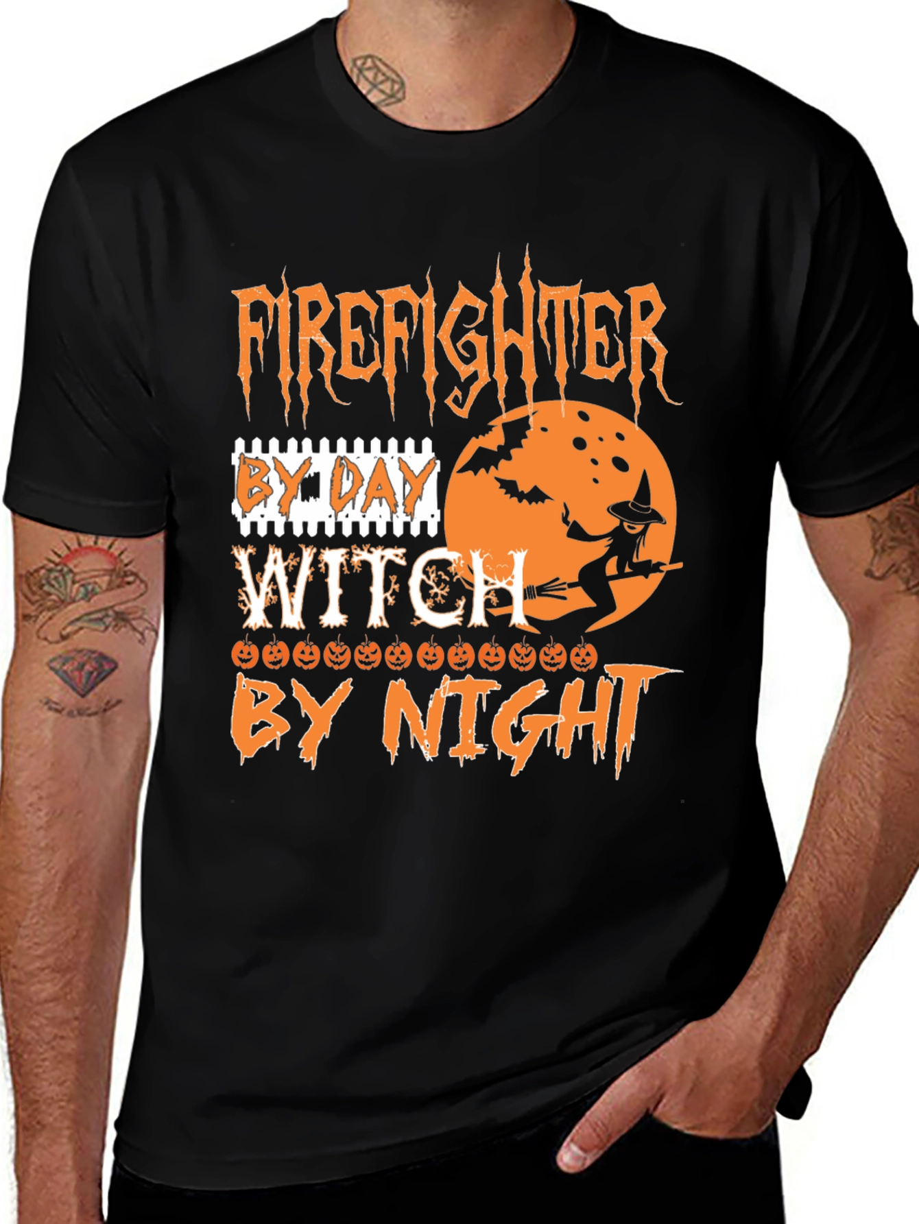 Firefighter Witch Halloween T-Shirt