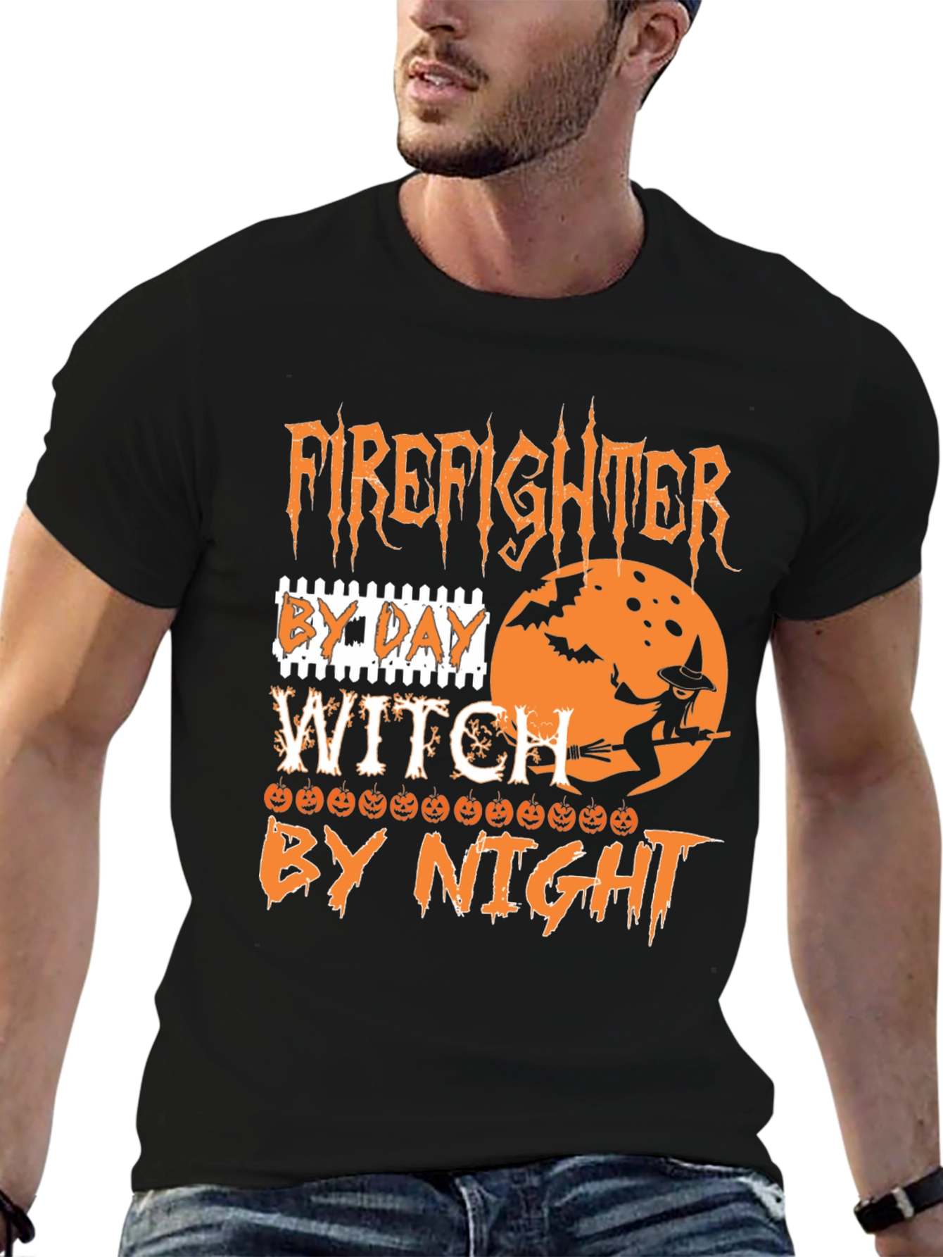 Firefighter Witch Halloween T-Shirt