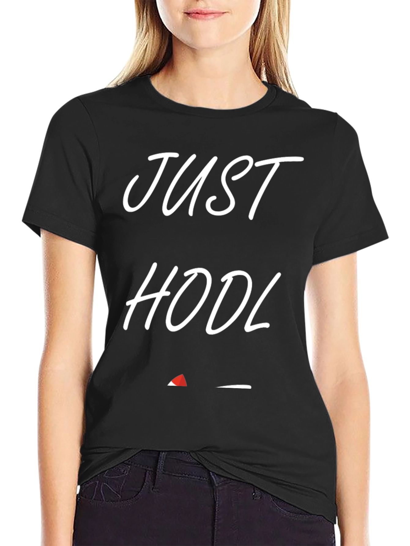 Just HODL Black Cotton T-Shirt - Crypto Investor Apparel