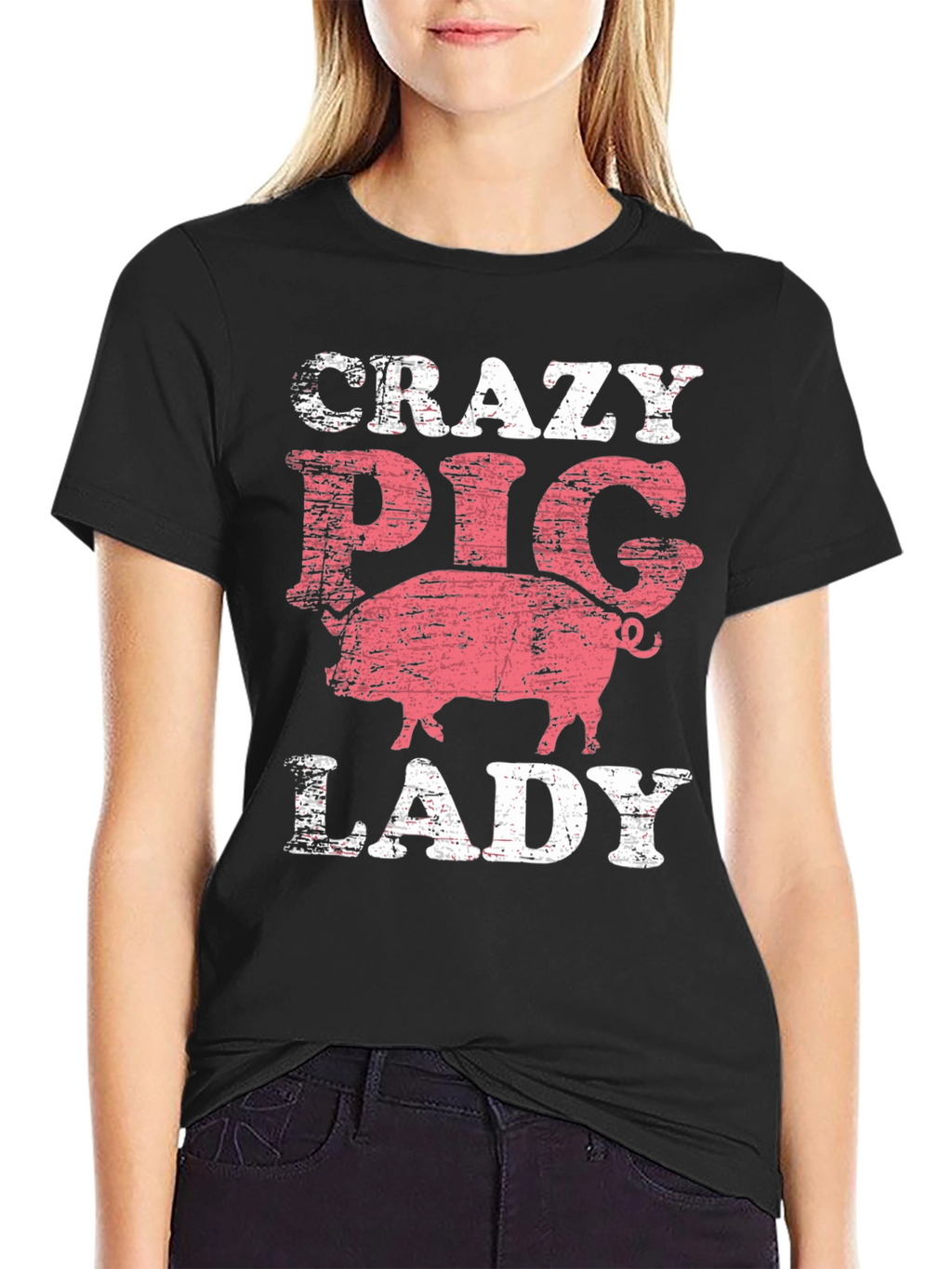 Crazy Pig Lady T-Shirt - Farm Animal Lover Tee