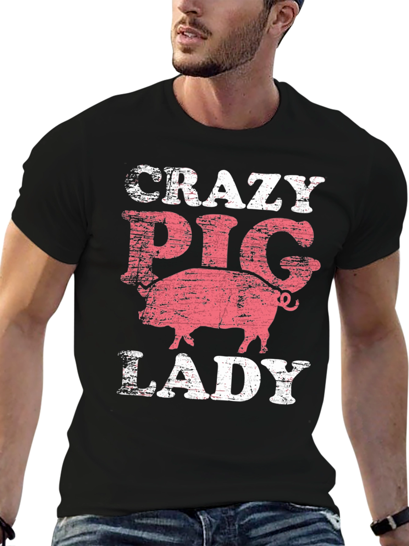 Crazy Pig Lady T-Shirt - Farm Animal Lover Tee