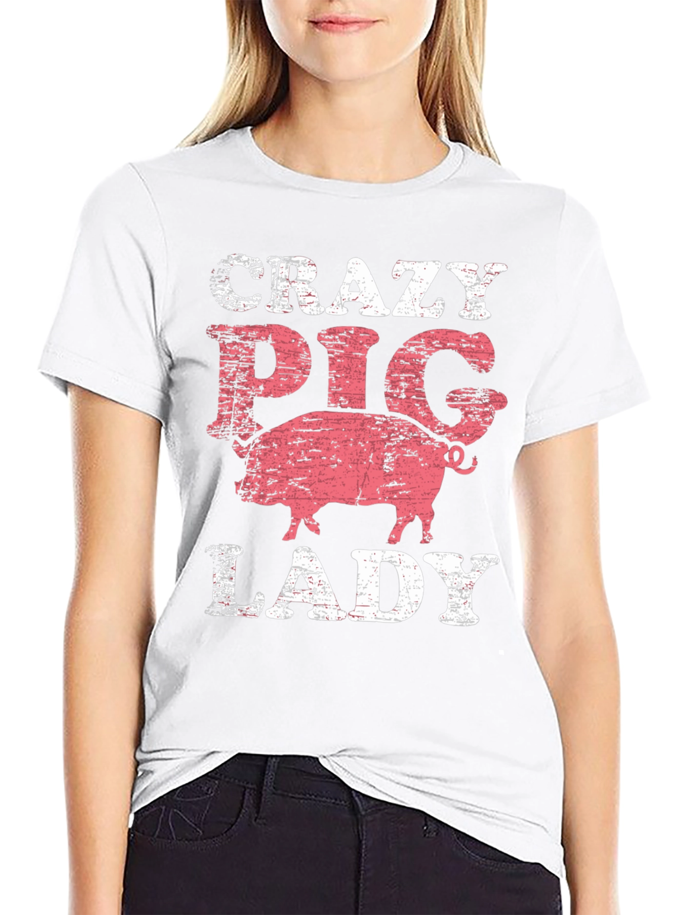 Crazy Pig Lady T-Shirt - Farm Animal Lover Tee