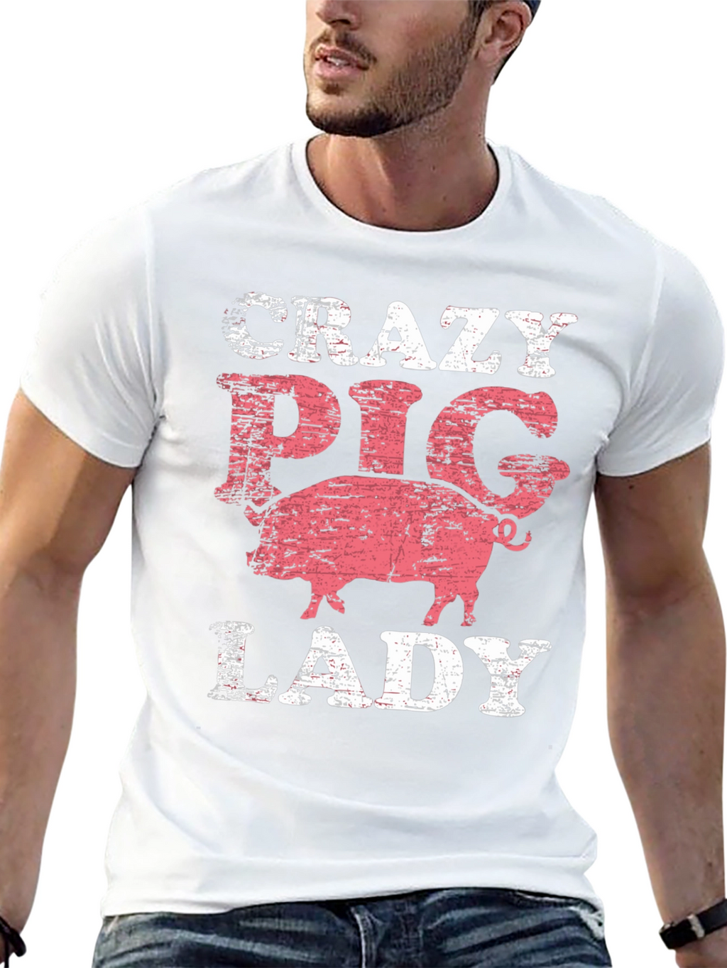 Crazy Pig Lady T-Shirt - Farm Animal Lover Tee