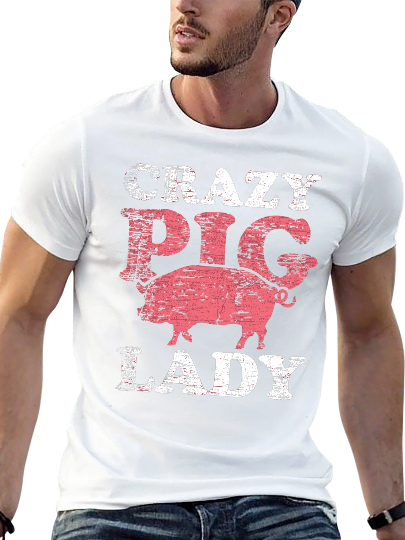Crazy Pig Lady T-Shirt - Farm Animal Lover Tee