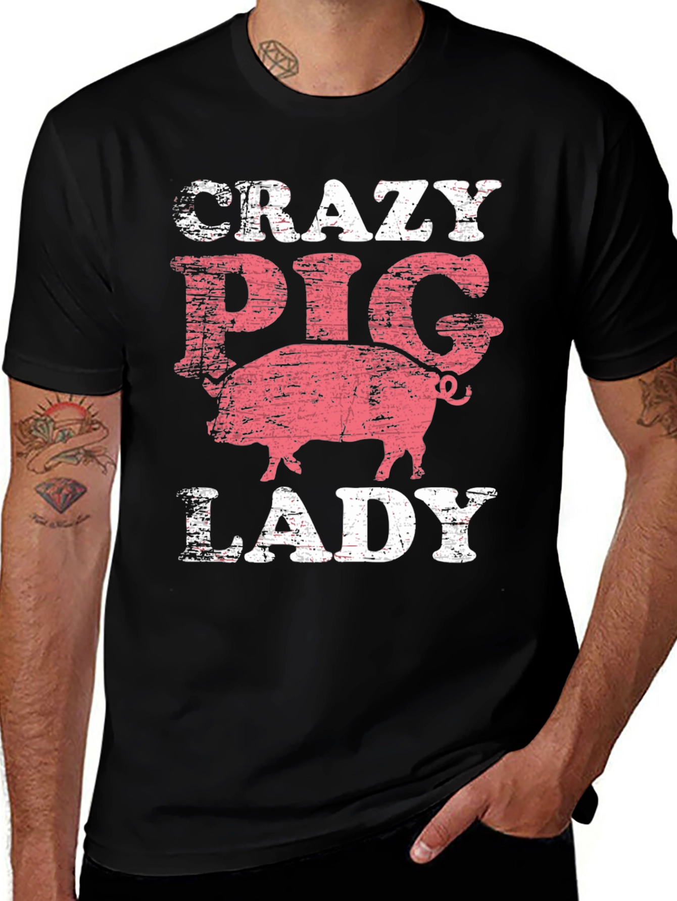 Crazy Pig Lady T-Shirt - Farm Animal Lover Tee