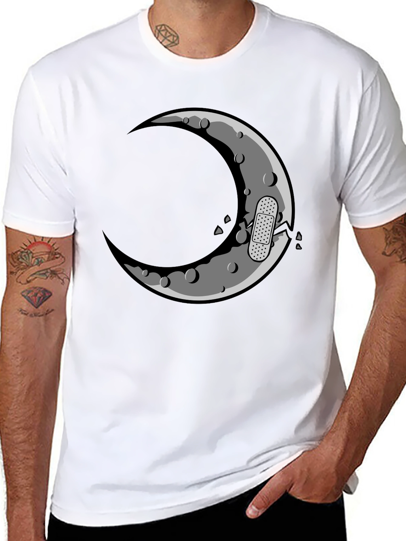 Cracked Moon Graphic T-Shirt - Mens Black Tee