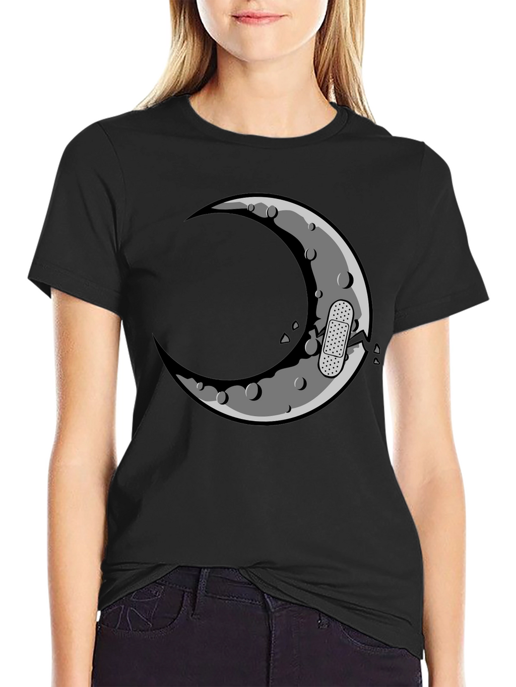 Cracked Moon Graphic T-Shirt - Mens Black Tee
