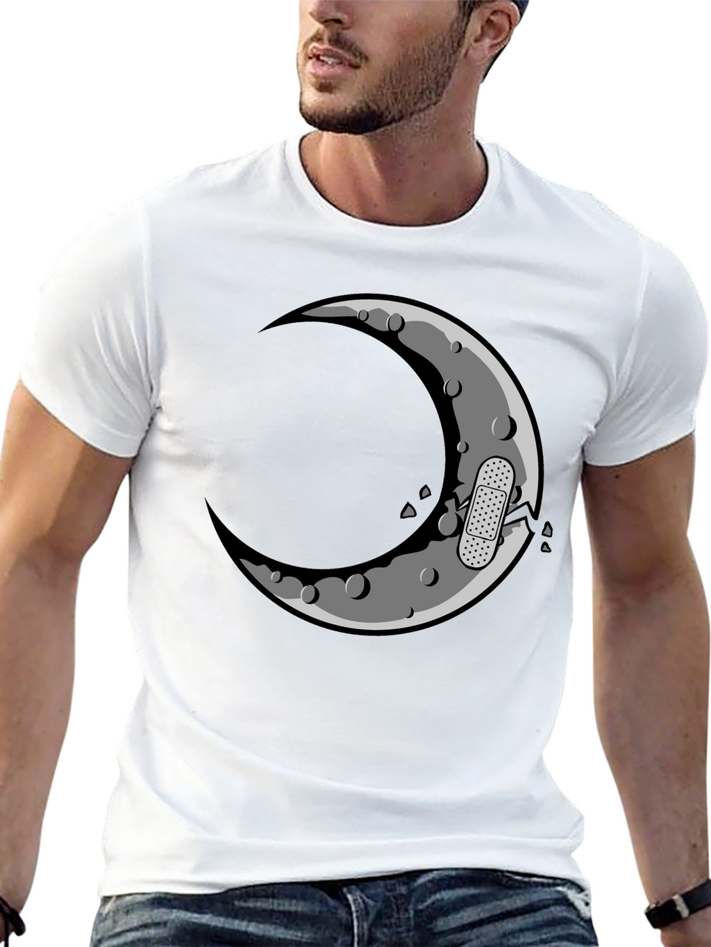Cracked Moon Graphic T-Shirt - Mens Black Tee
