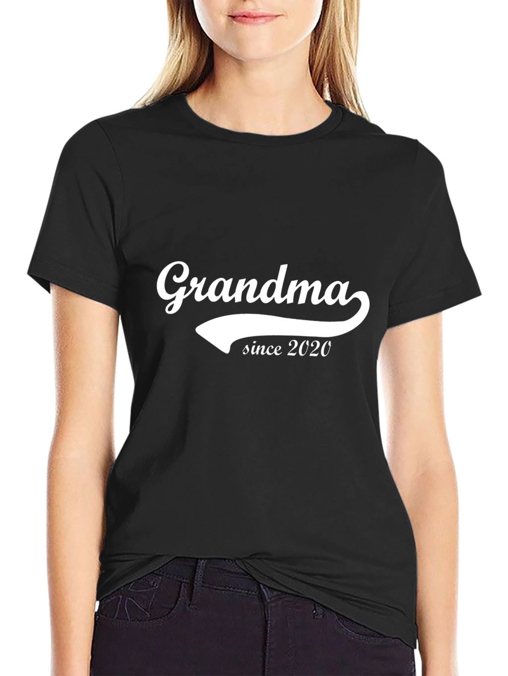 Grandma Since 2020 Black Graphic T-Shirt