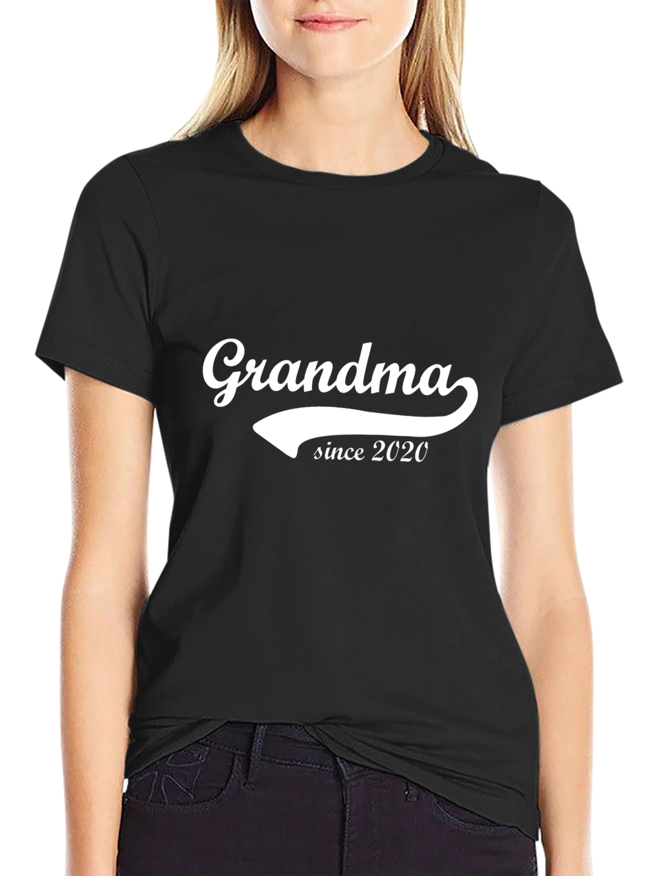 Grandma Since 2020 Black Graphic T-Shirt
