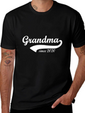 Grandma Since 2020 Black Graphic T-Shirt