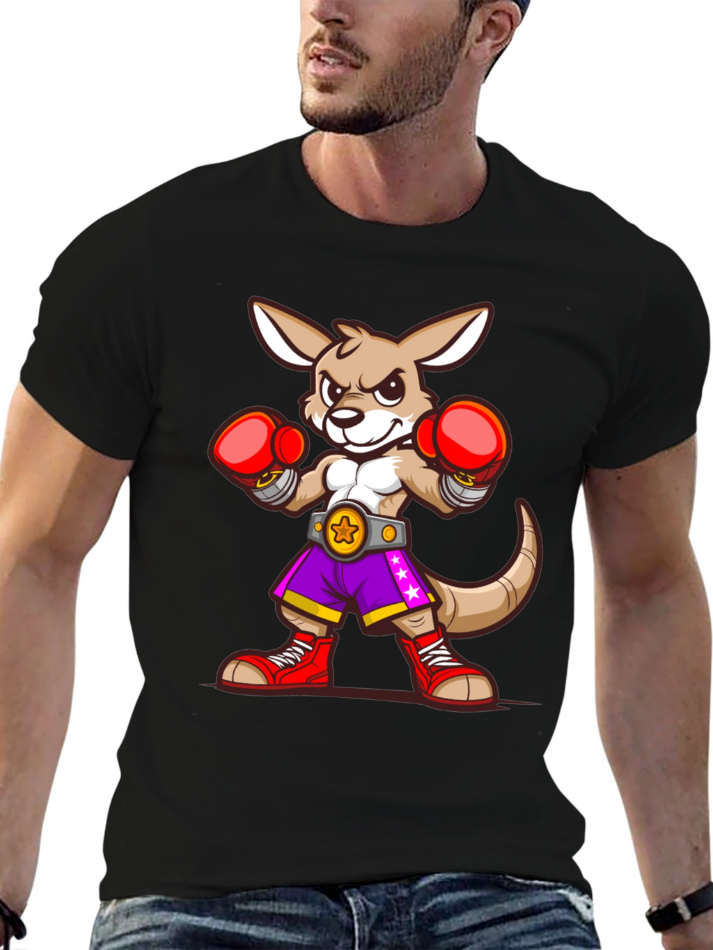 Kangaroo Boxer Graphic T-Shirt - Fun Cartoon Design