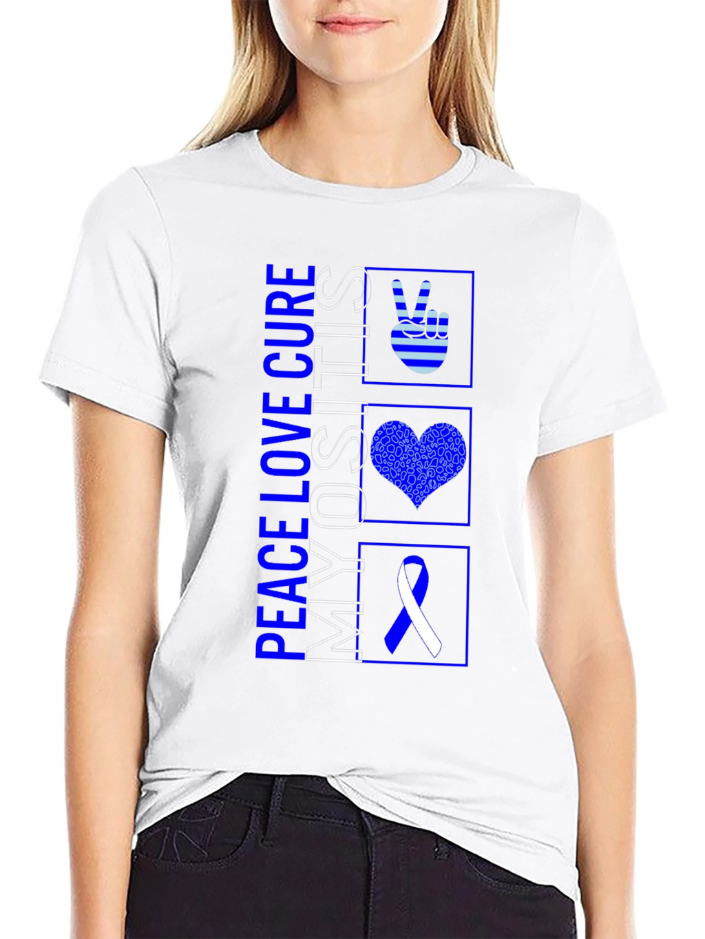 Peace Love Cure Myositis Awareness T-Shirt