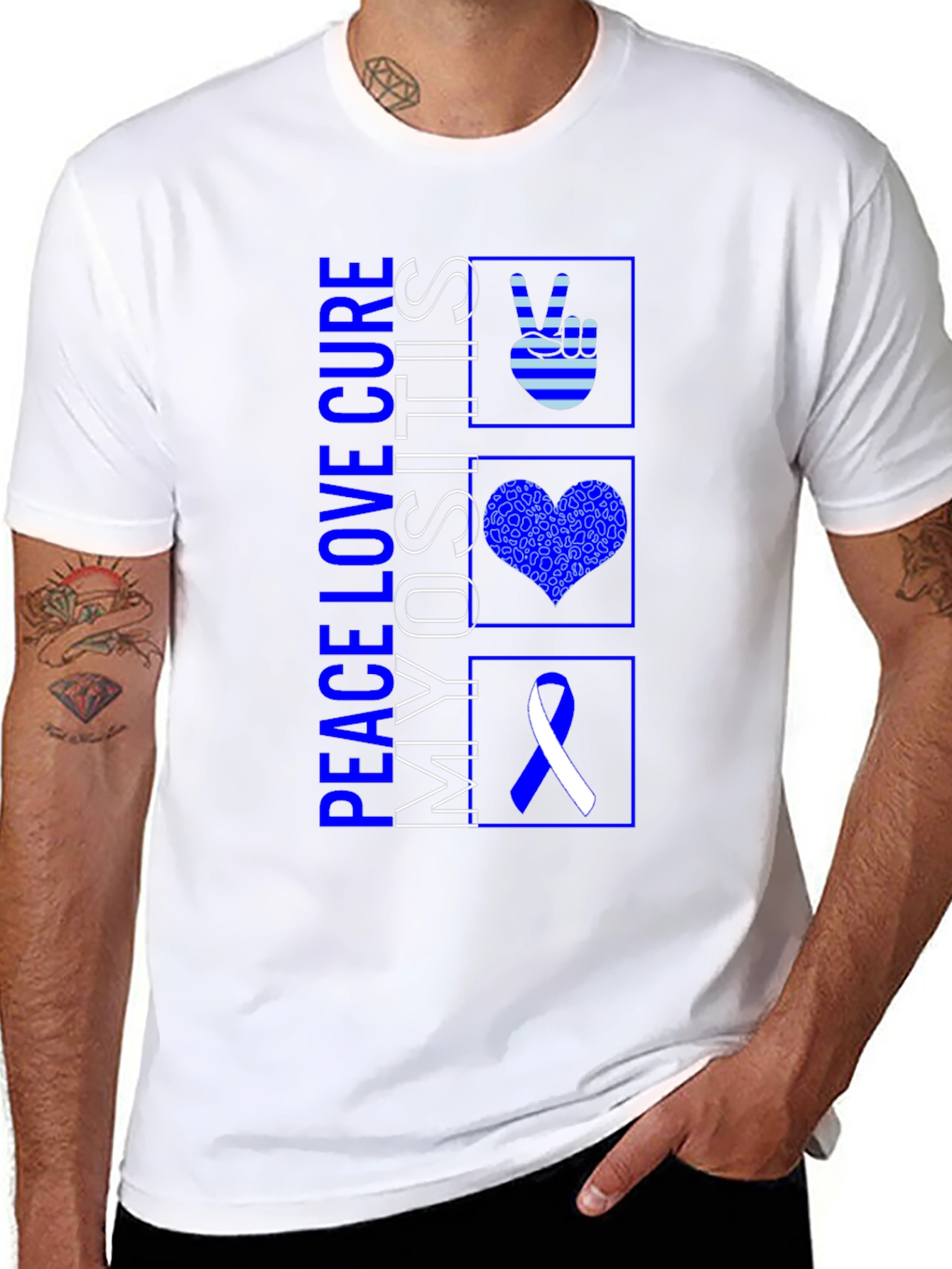 Peace Love Cure Myositis Awareness T-Shirt