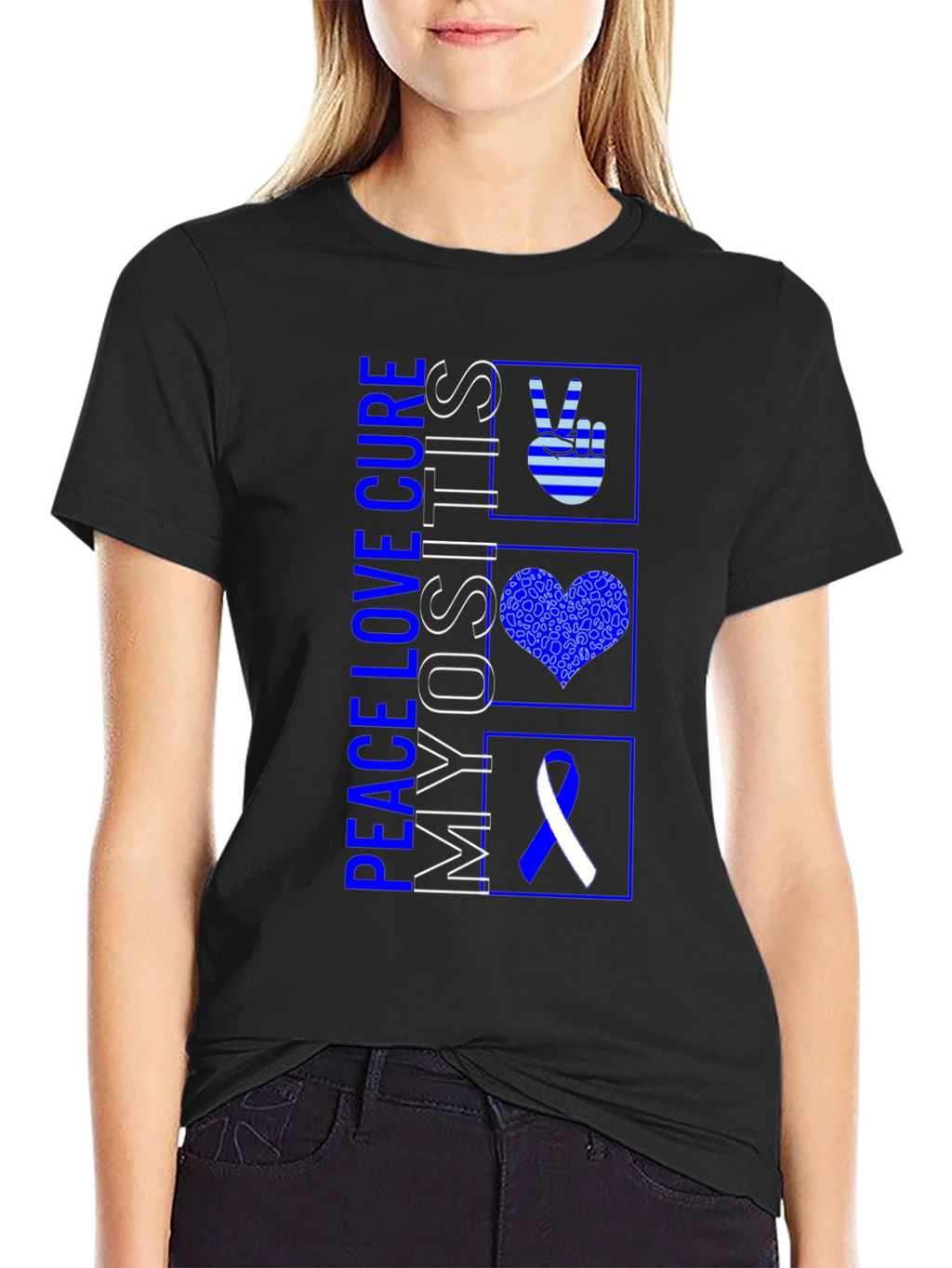 Peace Love Cure Myositis Awareness T-Shirt