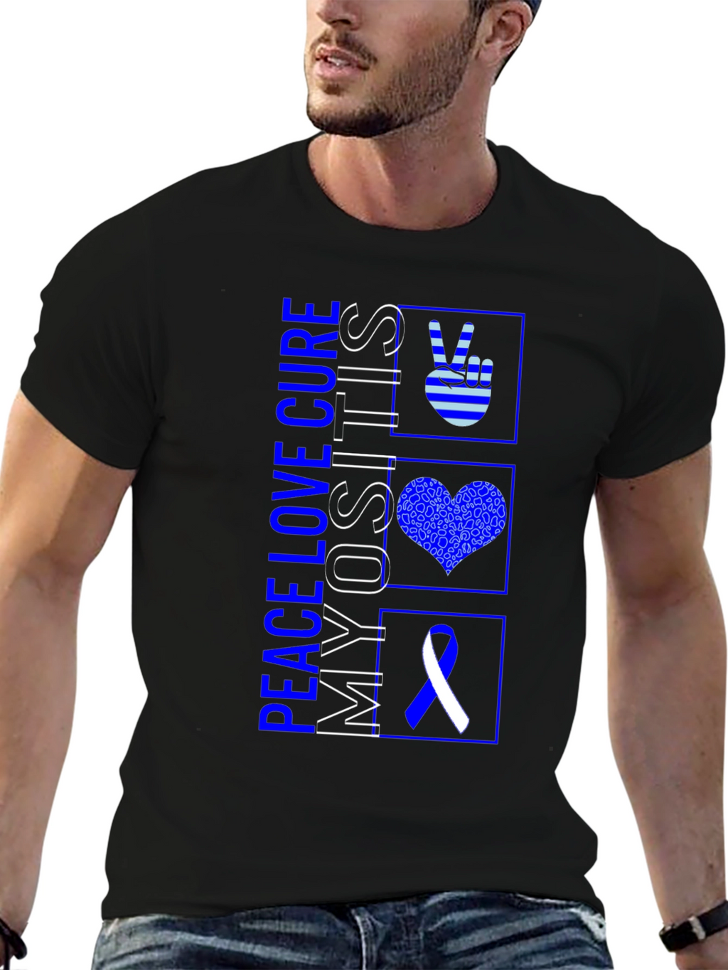 Peace Love Cure Myositis Awareness T-Shirt