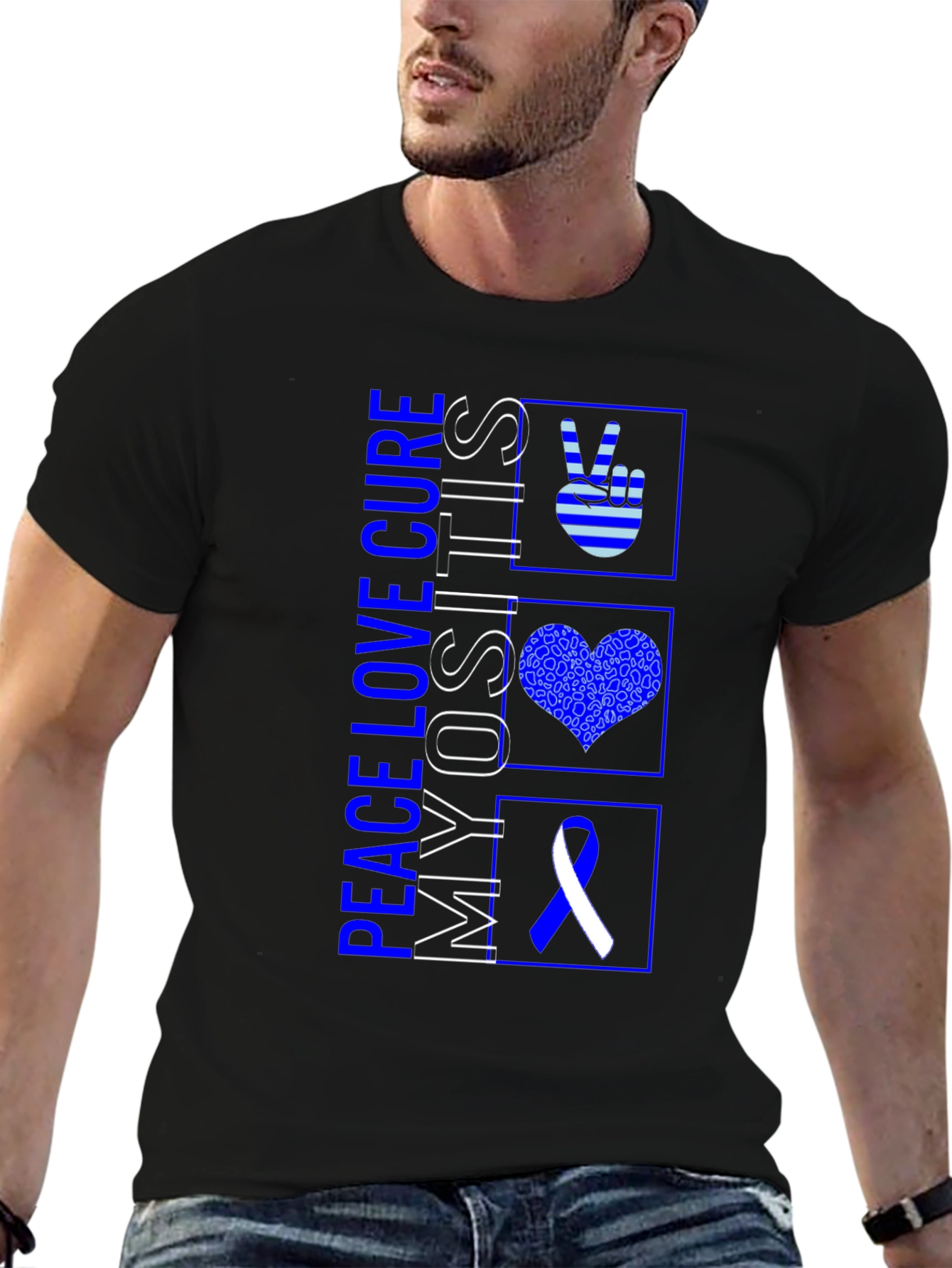 Peace Love Cure Myositis Awareness T-Shirt