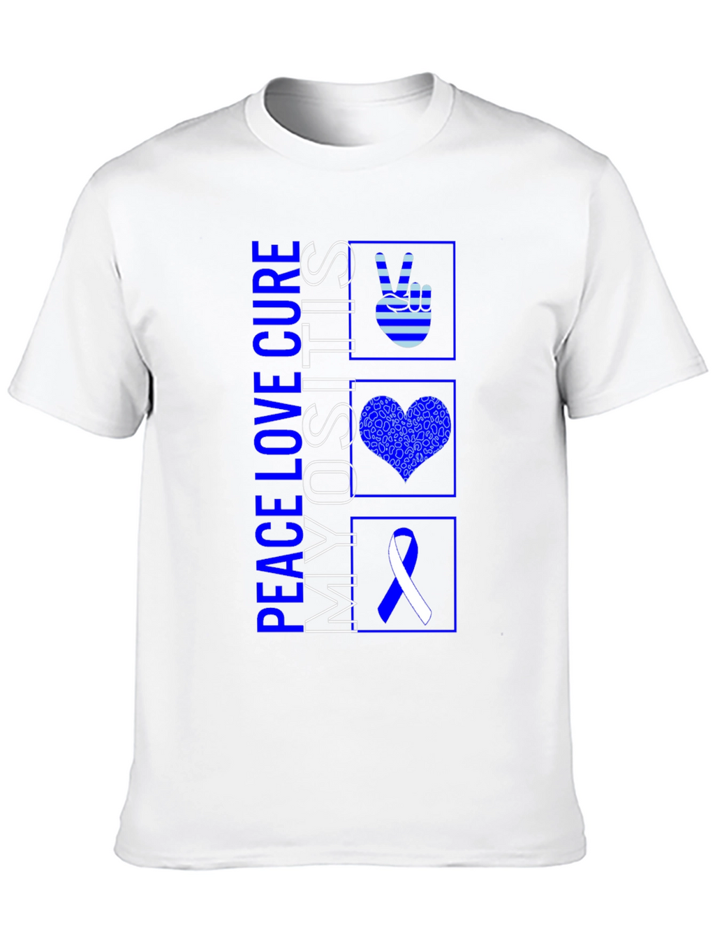Peace Love Cure Myositis Awareness T-Shirt
