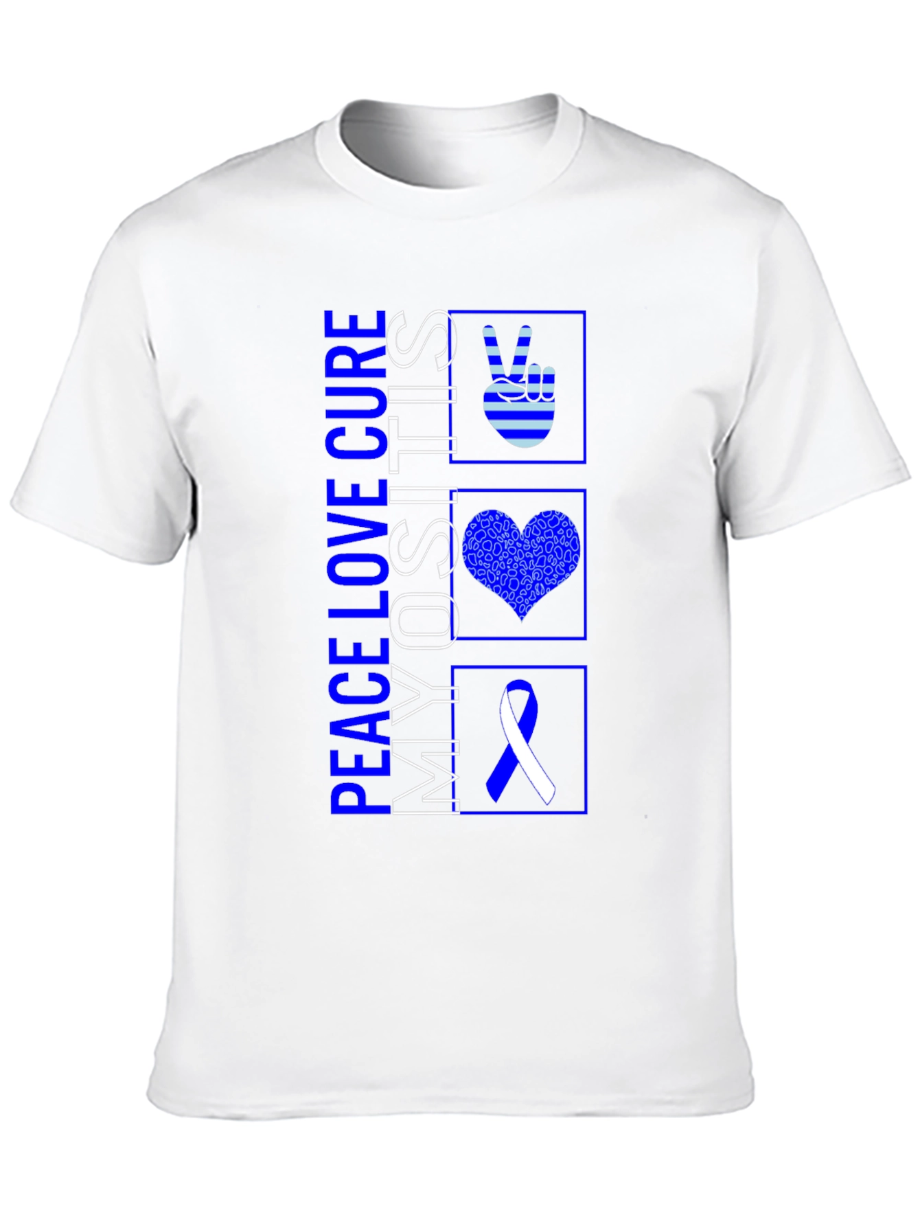 Peace Love Cure Myositis Awareness T-Shirt