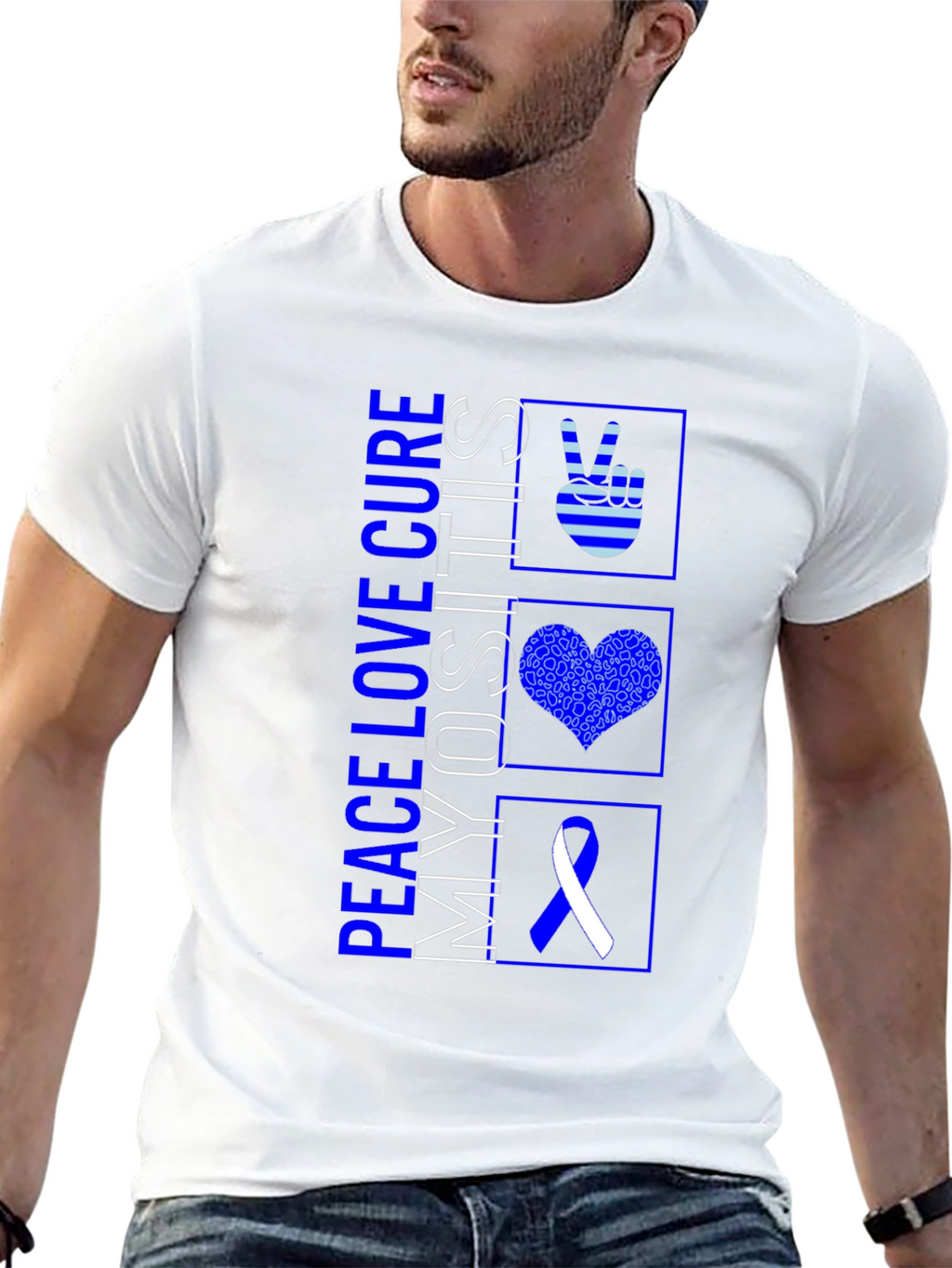 Peace Love Cure Myositis Awareness T-Shirt