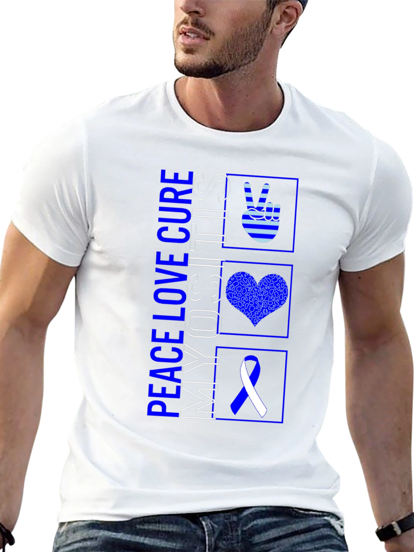 Peace Love Cure Myositis Awareness T-Shirt