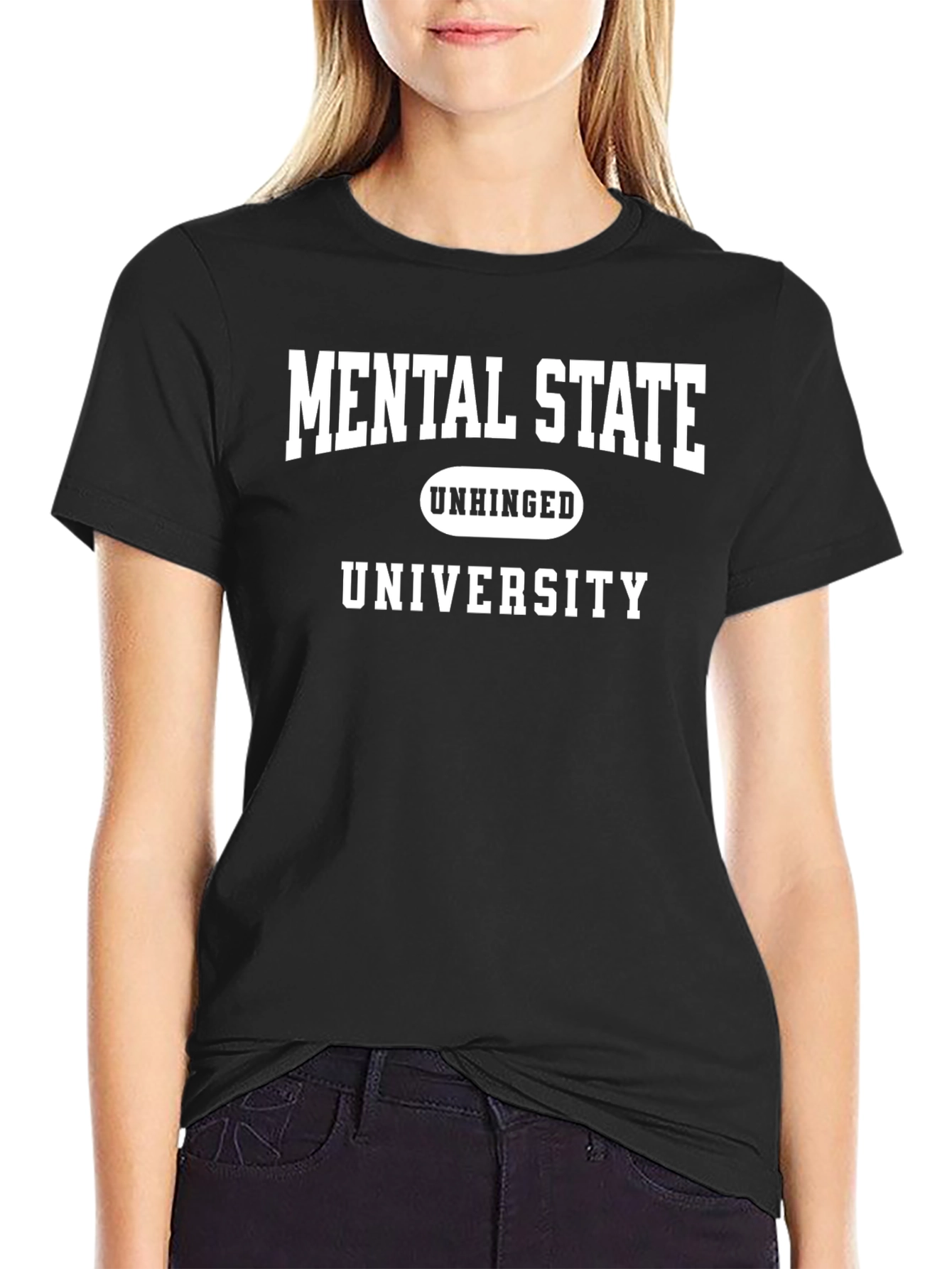 Mental State Unhinged University Black T-Shirt