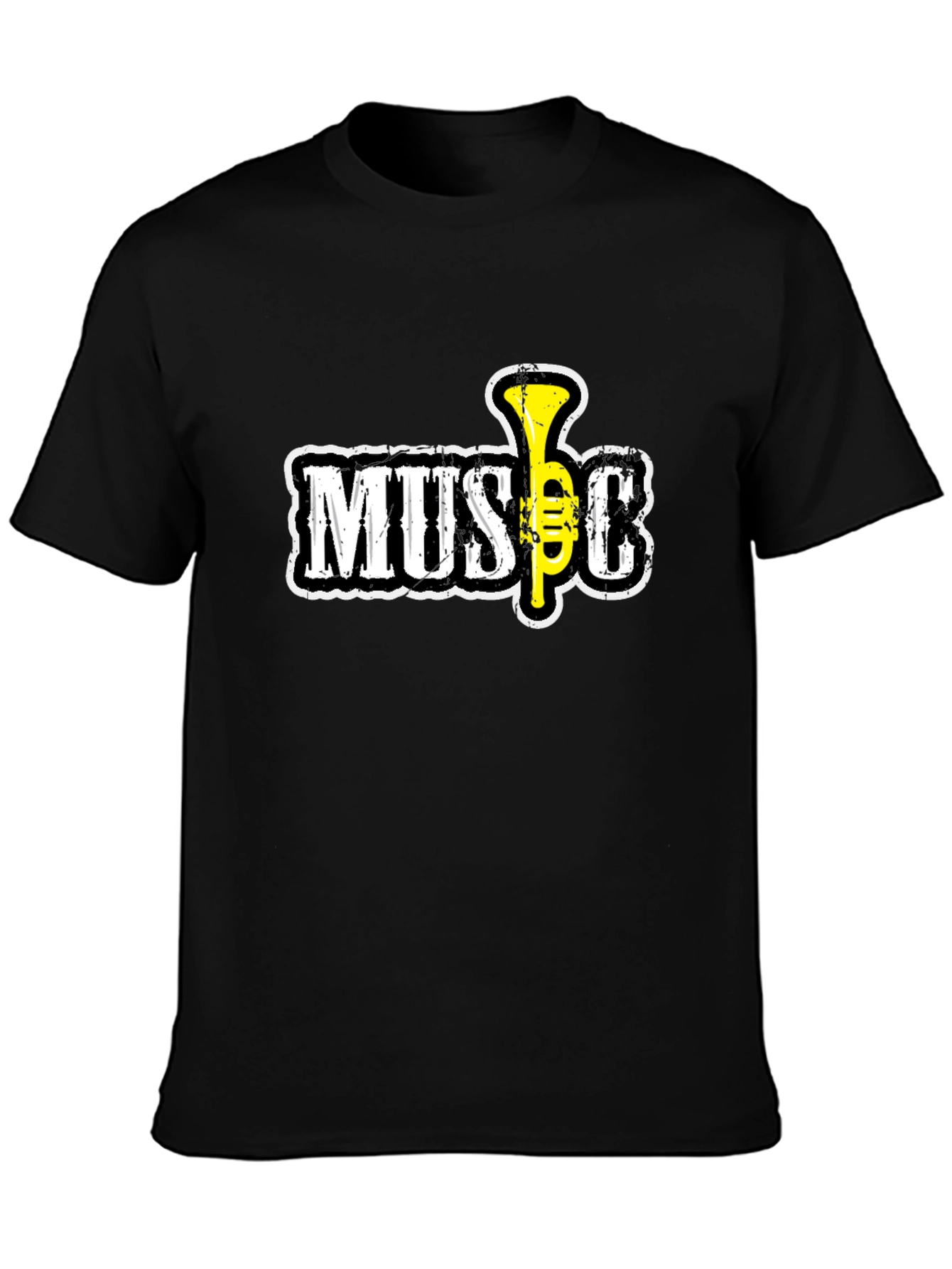 Black Music T-Shirt with Trumpet Design