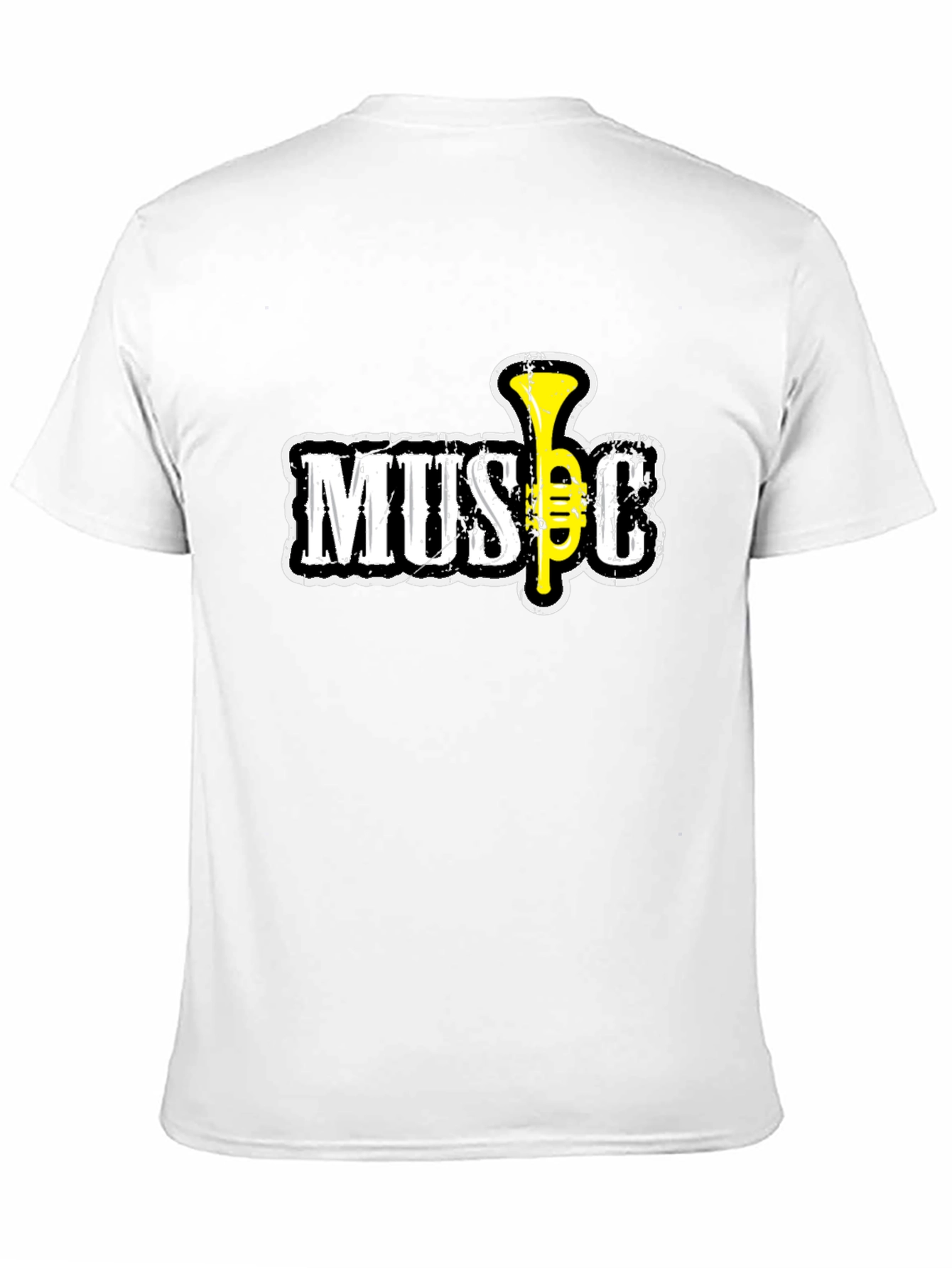 Black Music T-Shirt with Trumpet Design