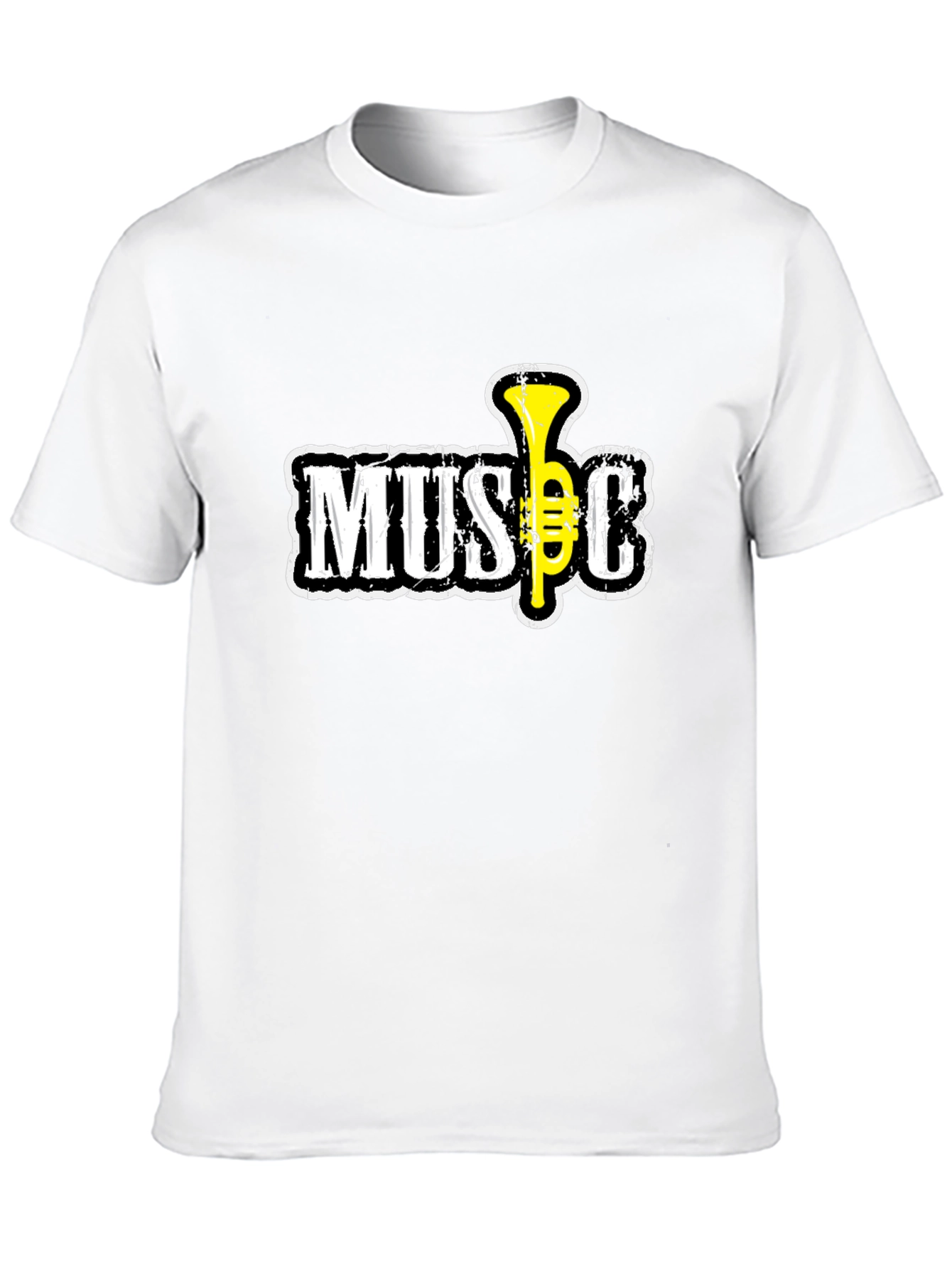 Black Music T-Shirt with Trumpet Design
