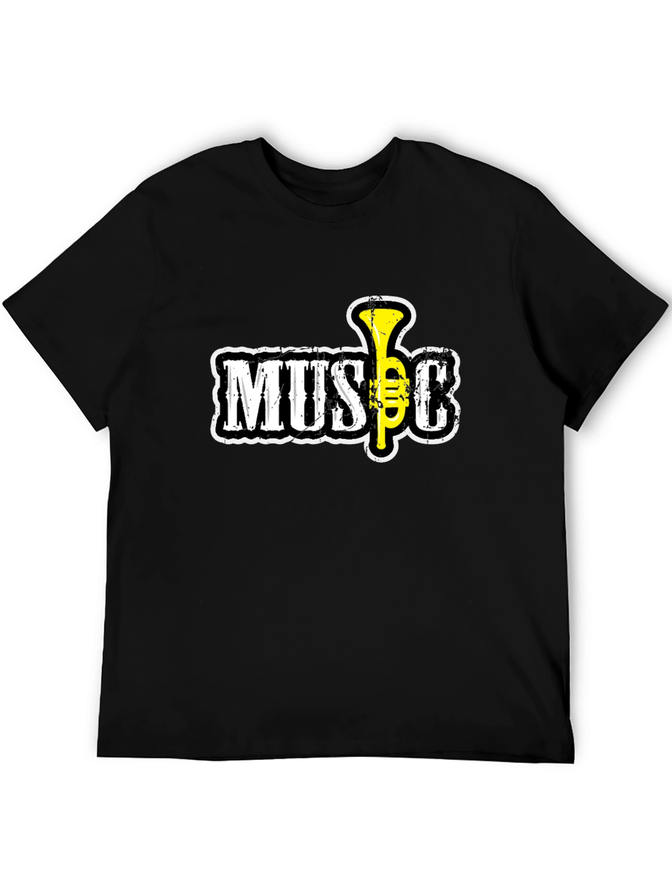 Black Music T-Shirt with Trumpet Design
