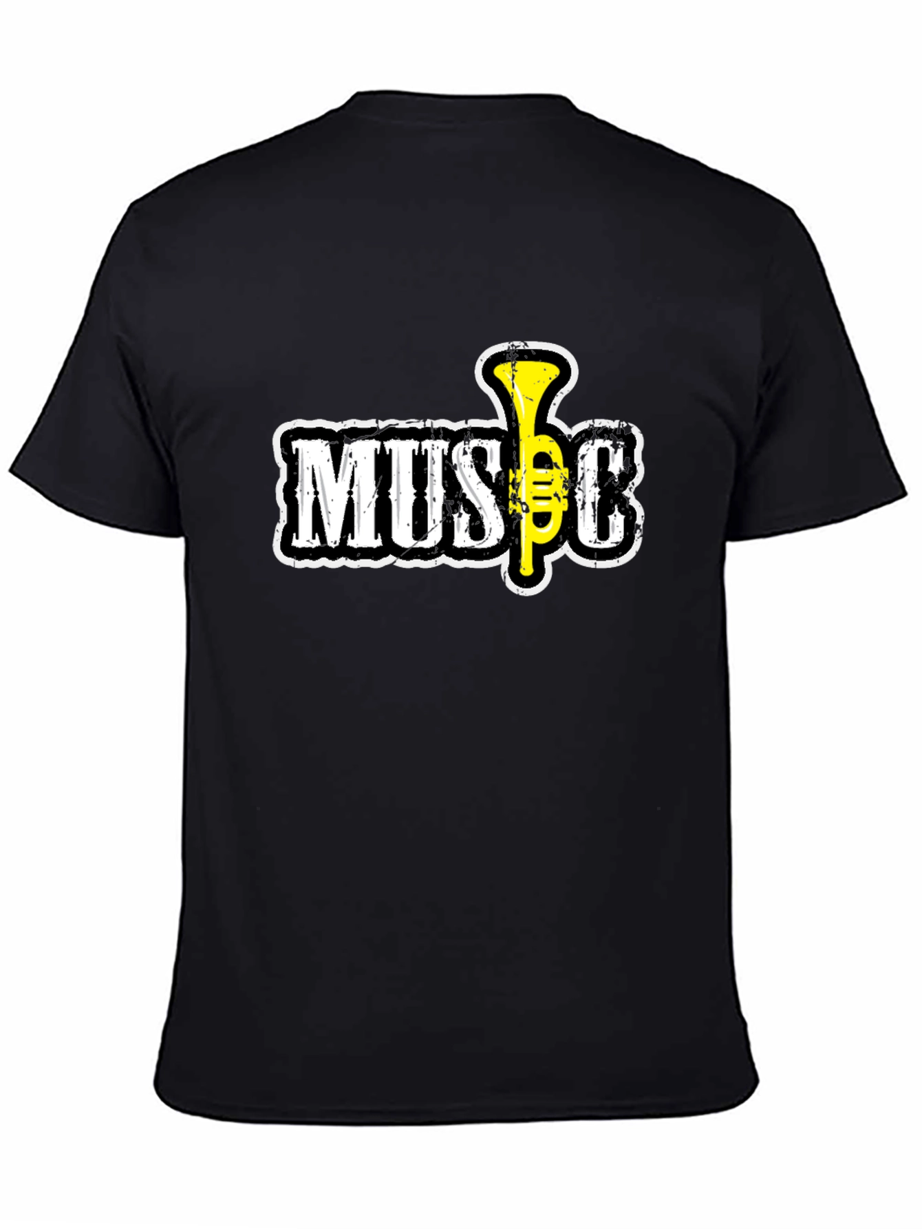 Black Music T-Shirt with Trumpet Design