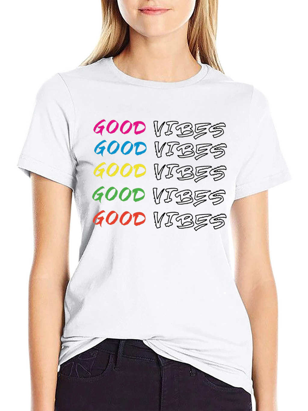 Good Vibes Graphic Tee - Mens Black Crew Neck