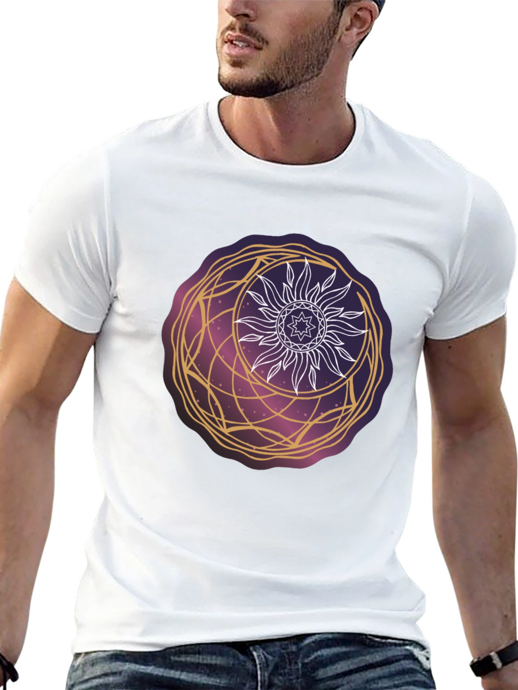 Celestial Sun & Moon Graphic Tee - Cosmic Style