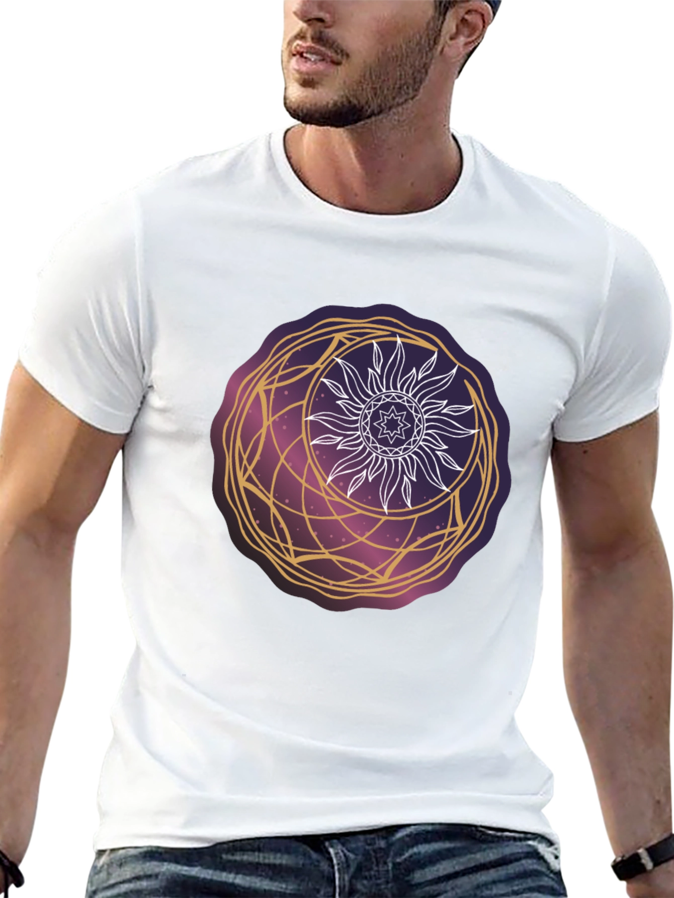 Celestial Sun & Moon Graphic Tee - Cosmic Style