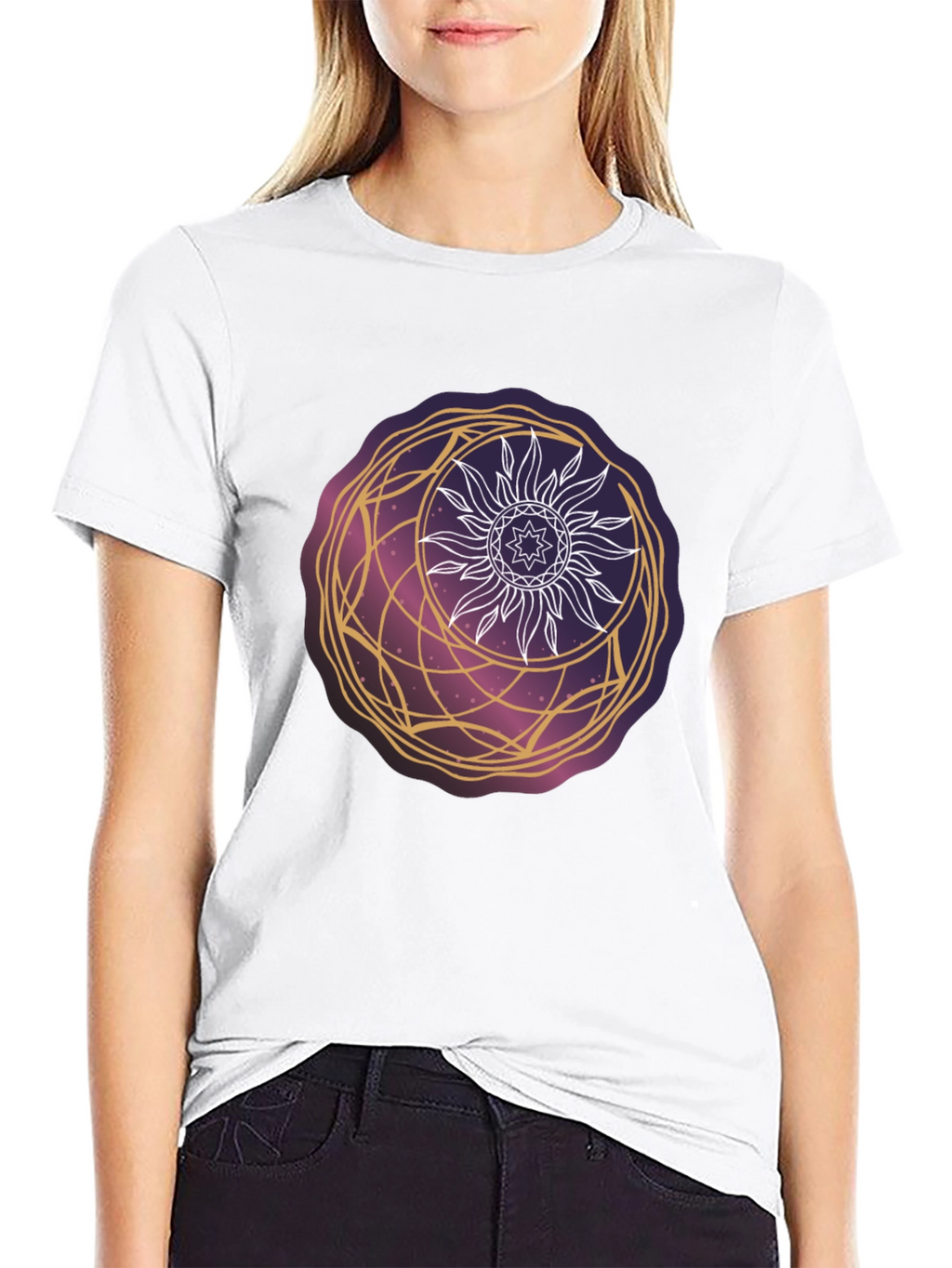 Celestial Sun & Moon Graphic Tee - Cosmic Style