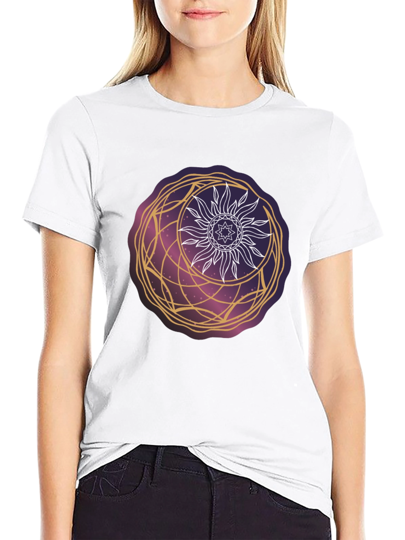 Celestial Sun & Moon Graphic Tee - Cosmic Style