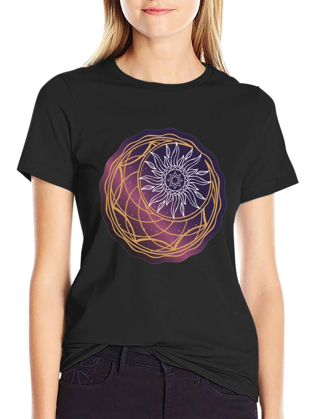 Celestial Sun & Moon Graphic Tee - Cosmic Style
