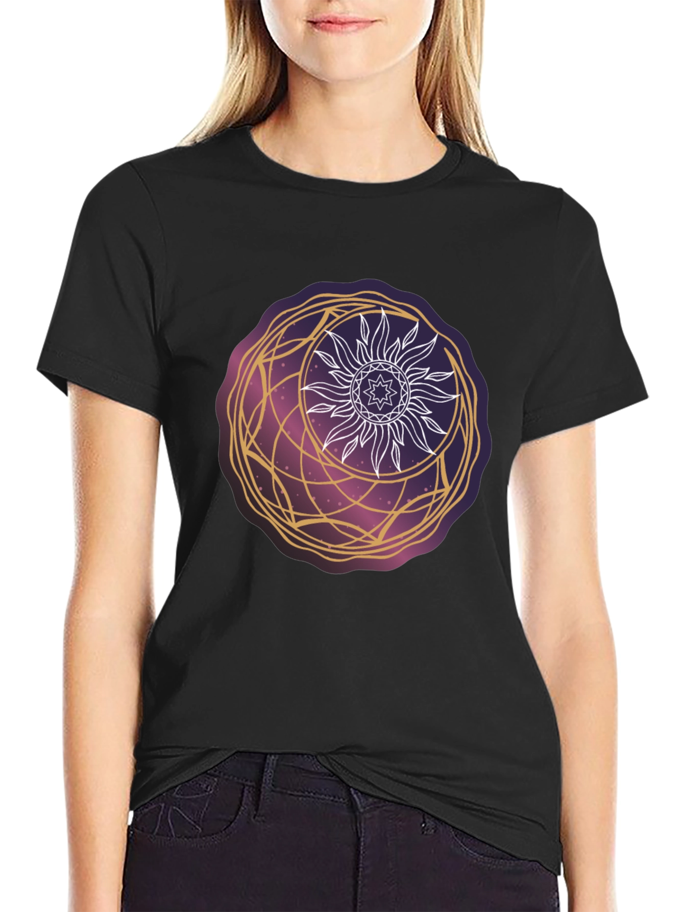 Celestial Sun & Moon Graphic Tee - Cosmic Style