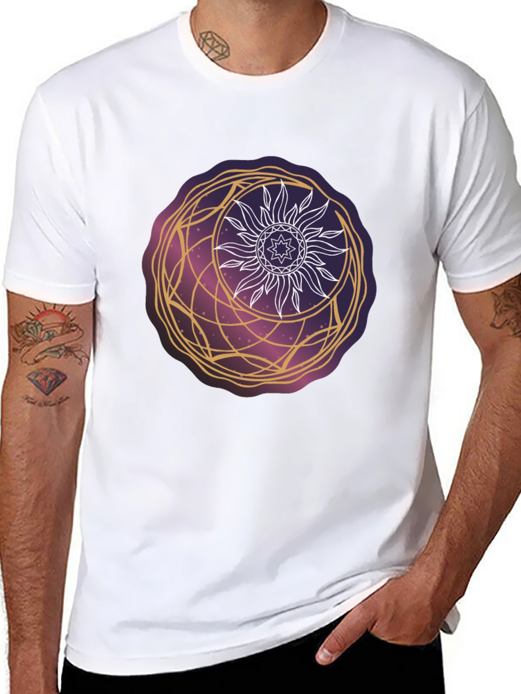 Celestial Sun & Moon Graphic Tee - Cosmic Style