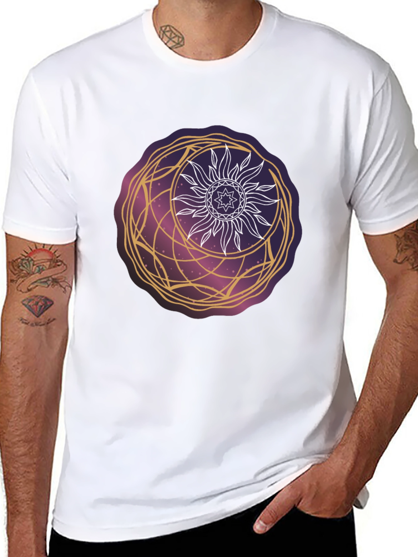 Celestial Sun & Moon Graphic Tee - Cosmic Style